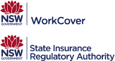 Logos of NSW Government WorkCover and NSW State Insurance Regulatory Authority.