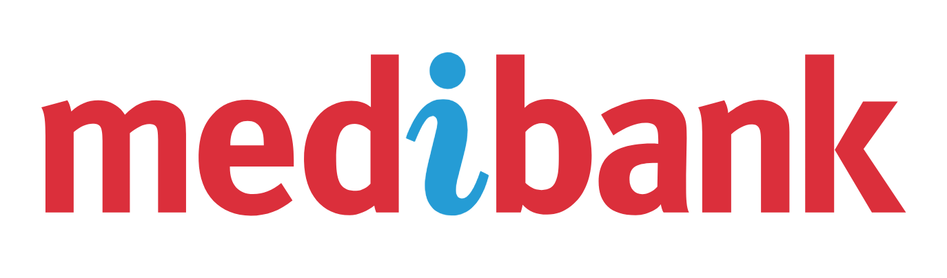 Medibank logo with red text and a blue lowercase 'i' in the center.