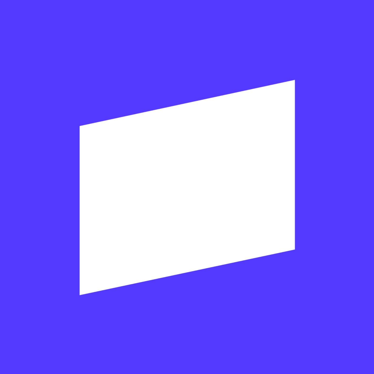 A white geometric shape with a slanted top edge on a blue gradient background.