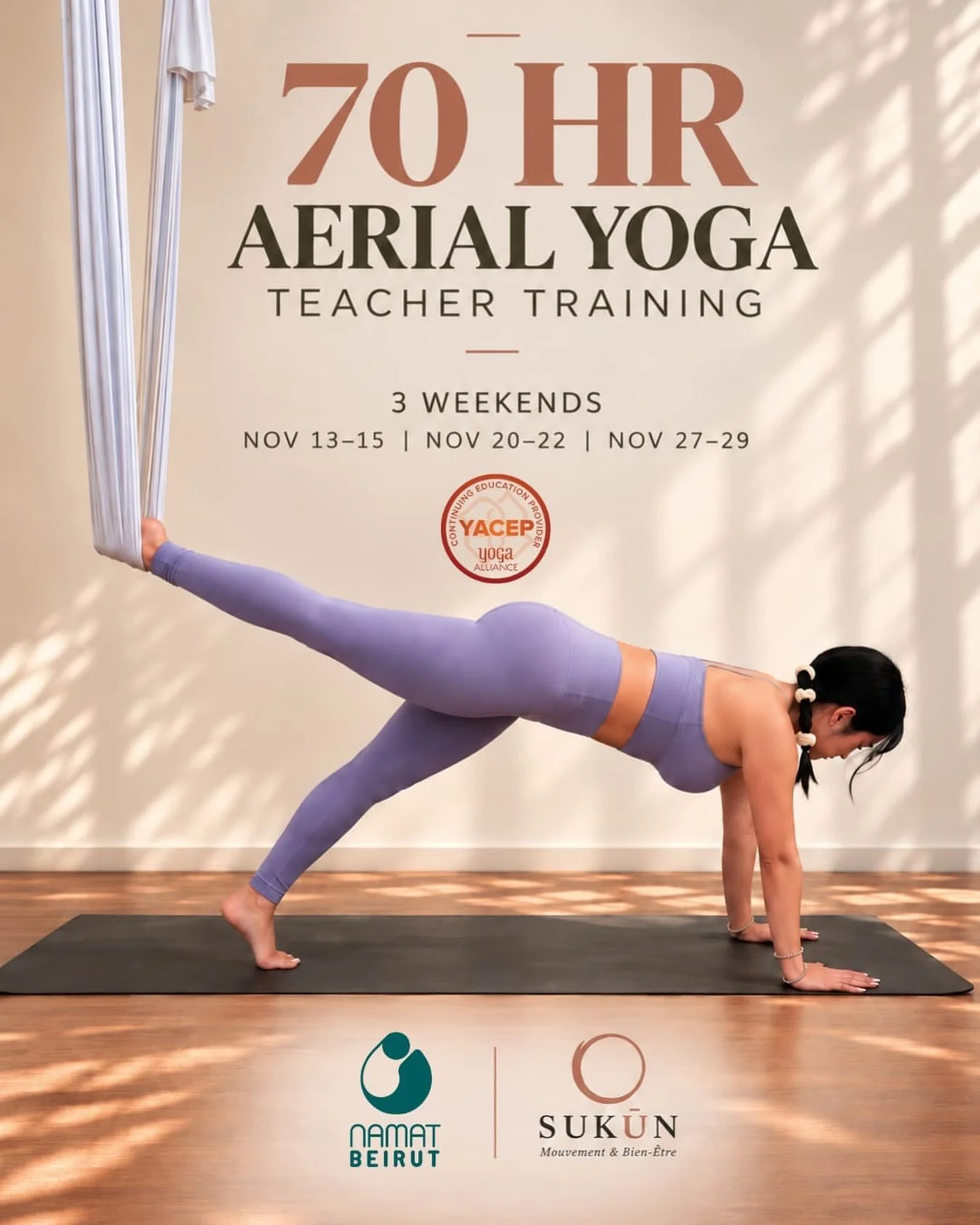 AMAZING NEWS! 🎉🇱🇧

We&rsquo;re bringing our 70-Hour Aerial Yoga Teacher Training from Montreal to Lebanon for the 2nd time, and this time, we&rsquo;re so excited to be at @namatbeirut ! ✨

➡️ A comprehensive training that prepares you to confident