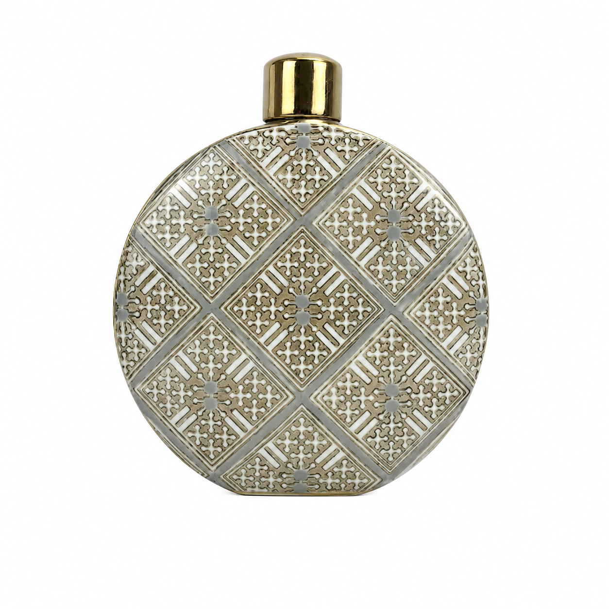Joshua Round Vase With Gold Lid Small