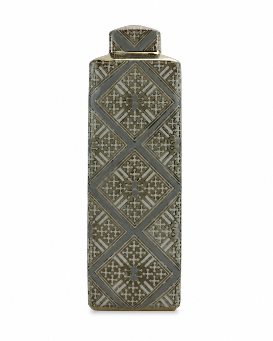 Joshua Rectangular Vase With Gold Lid Small