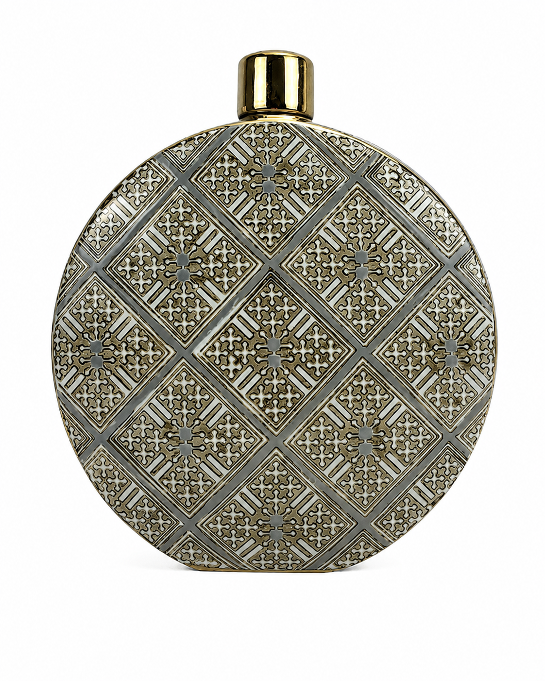 Joshua Round Vase With Gold Lid Large