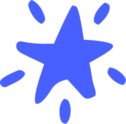 blauwe ster met blauwe ovalen eromheen