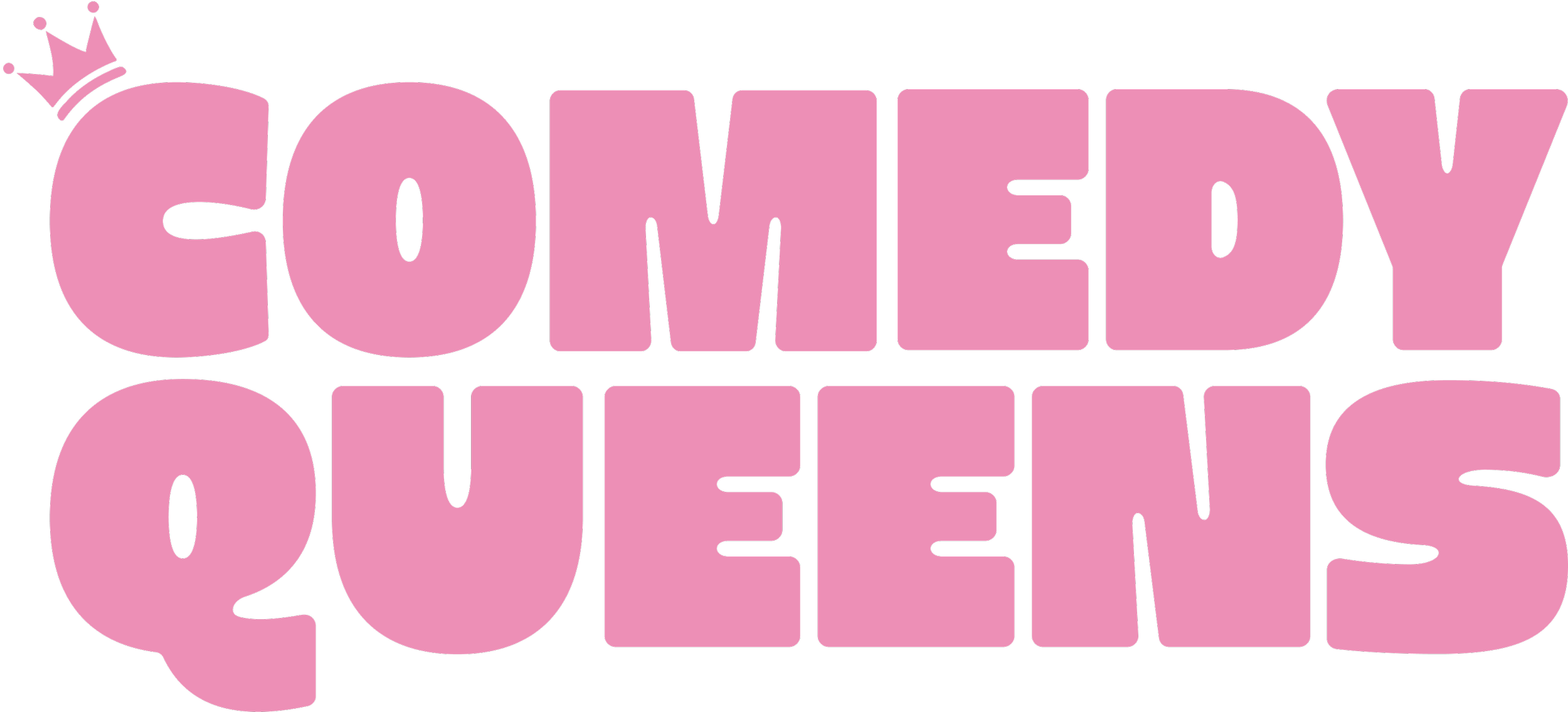 Comedy Queens logo in roze met kroontje op de letter c
