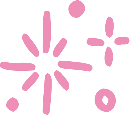 Verschillende roze en paarse abstracte vormen en stippen