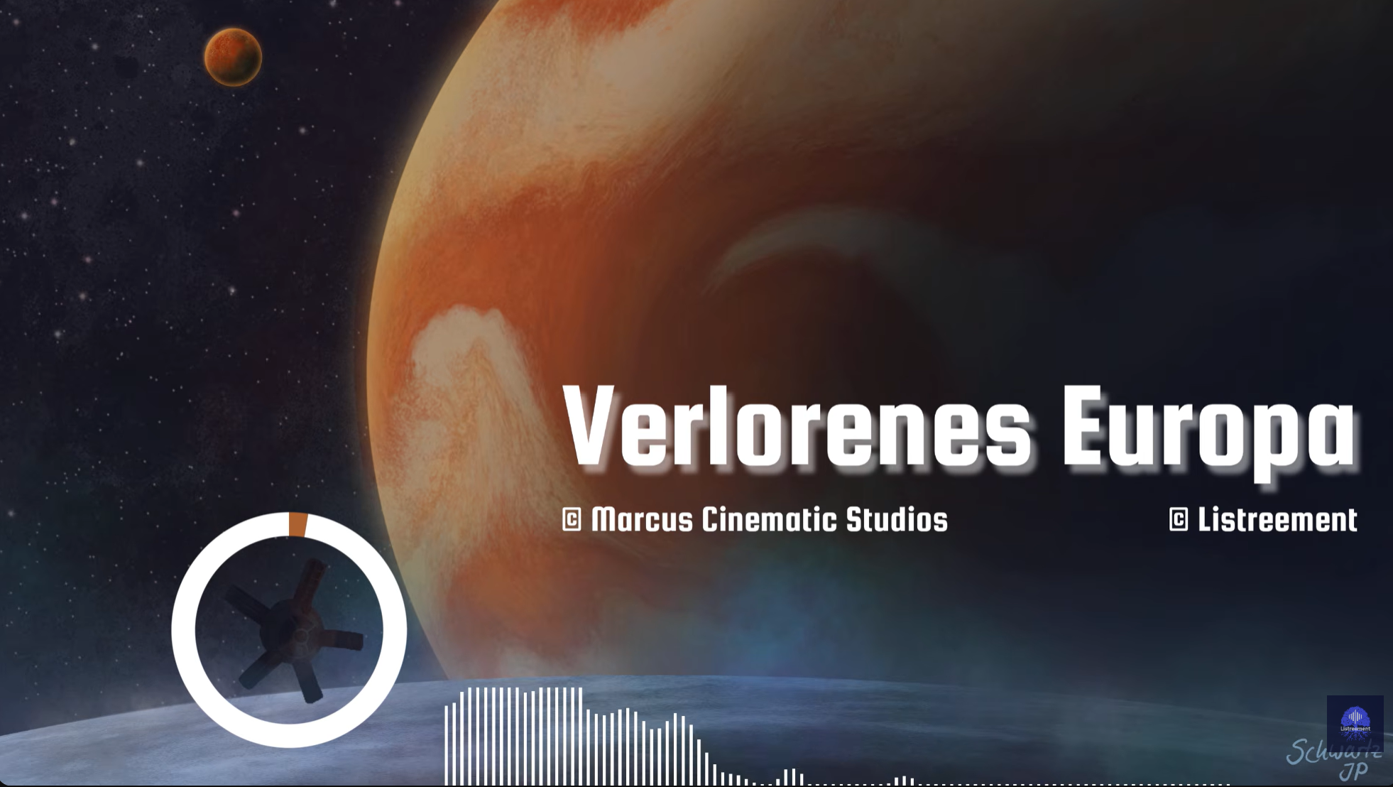 Bild zeigt eine Weltraumszene mit einem Planeten und einem Raumschiff, darüber steht der Titel 'Verlorenes Europa'.
