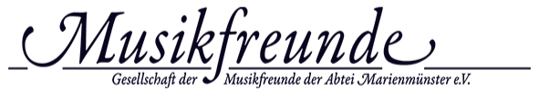 Der Schriftzug 'Musikfreunde' mit Untertitel in deutscher Sprache auf einem weißen Hintergrund.
