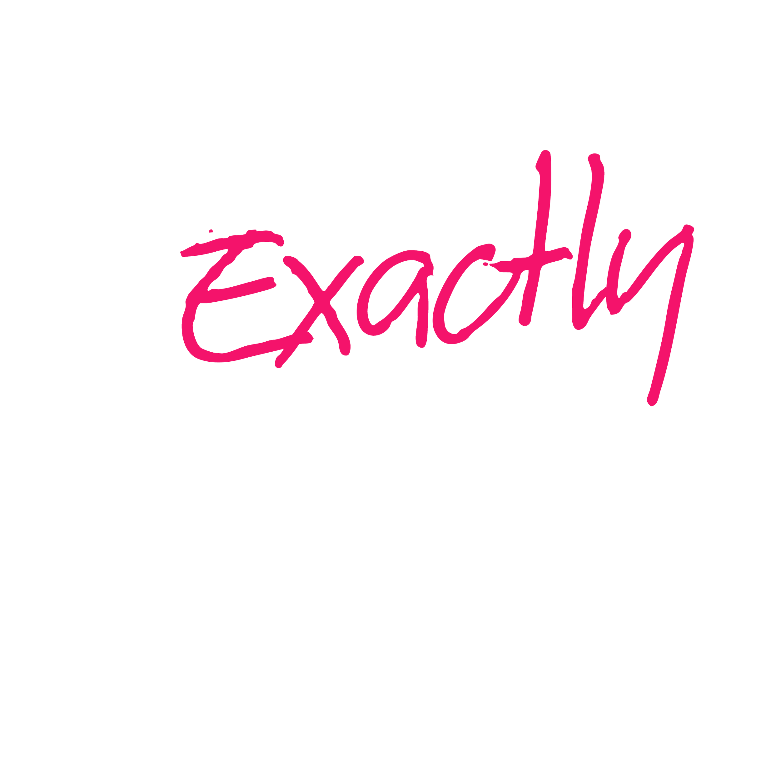 The image features a black background with the phrase "What do we do?" in large white outlined font. The word "Exactly" is written across the middle in bold pink cursive font.