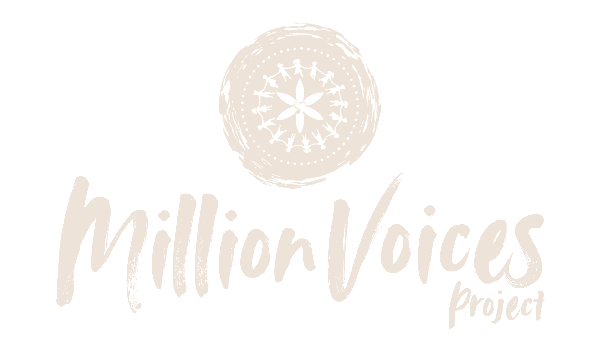 Logo for the Million Vibes Project, featuring a singing and dancing children with a central flower-note symbol and the text 'million vibes project' in a handwritten style.