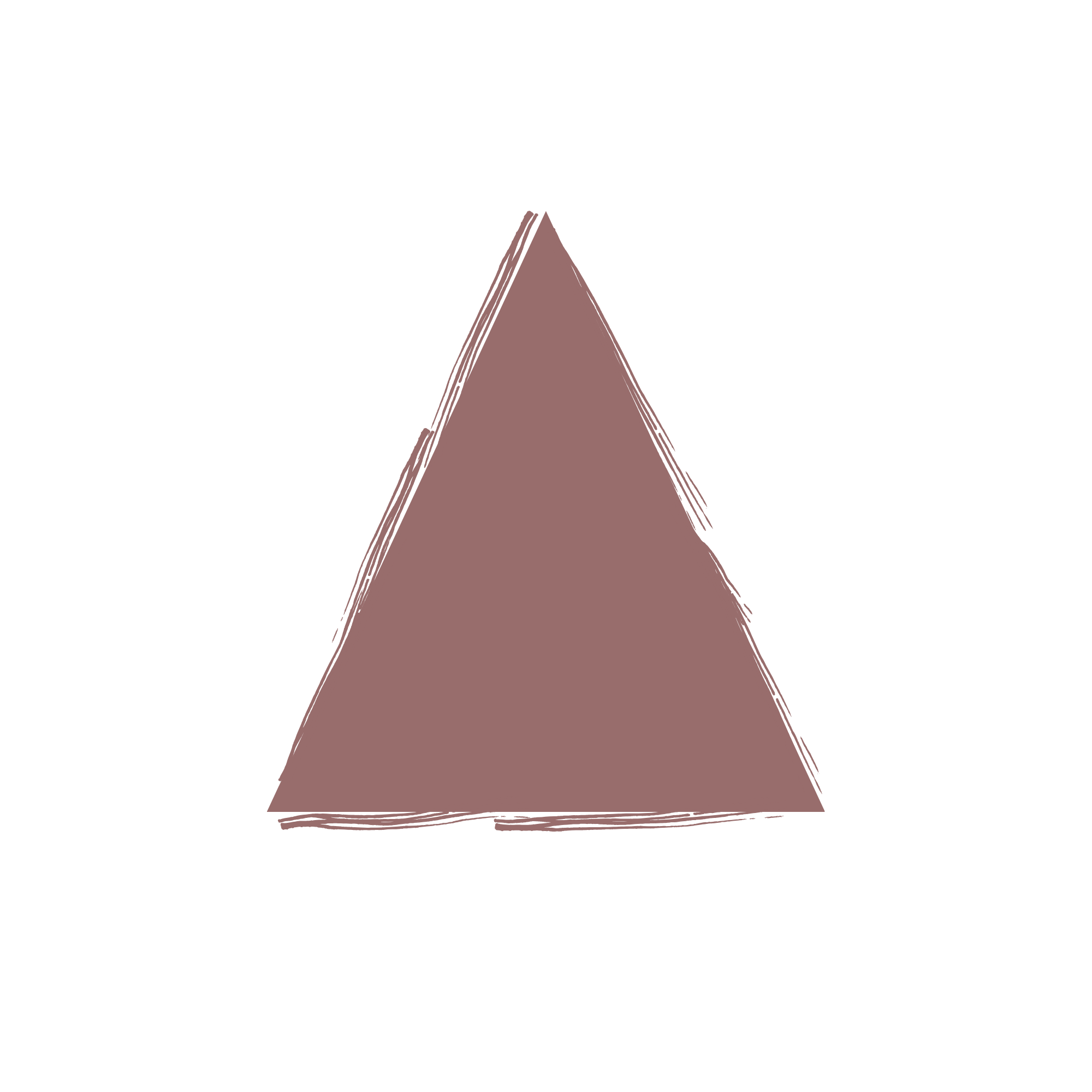 A digital illustration of a stylized mountain with a sharp peak, shaded in pinkish-brown tones, in front of a black background.