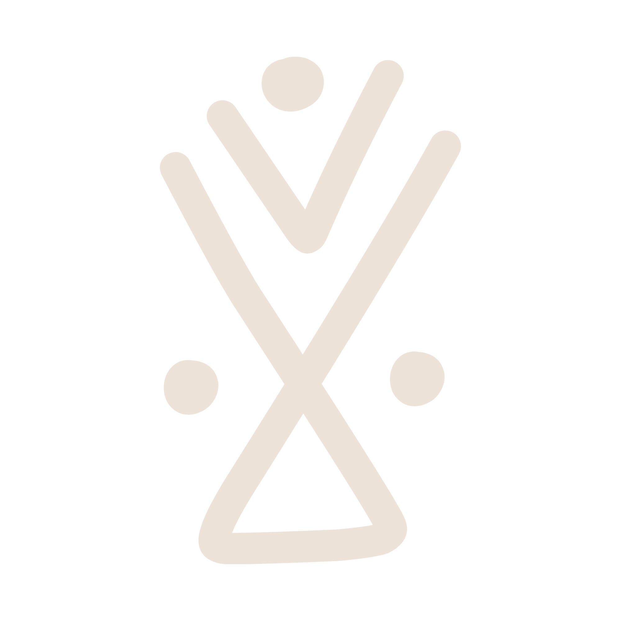 A geometric logo with overlapping shapes in black and beige on a black background.