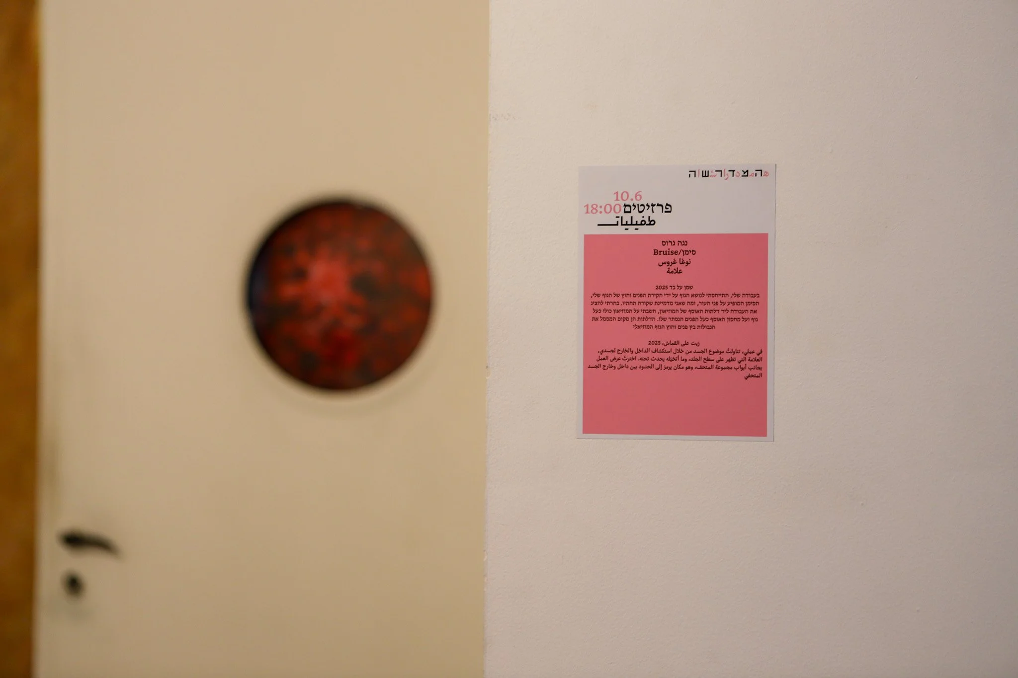 Installation view with exhibition text.