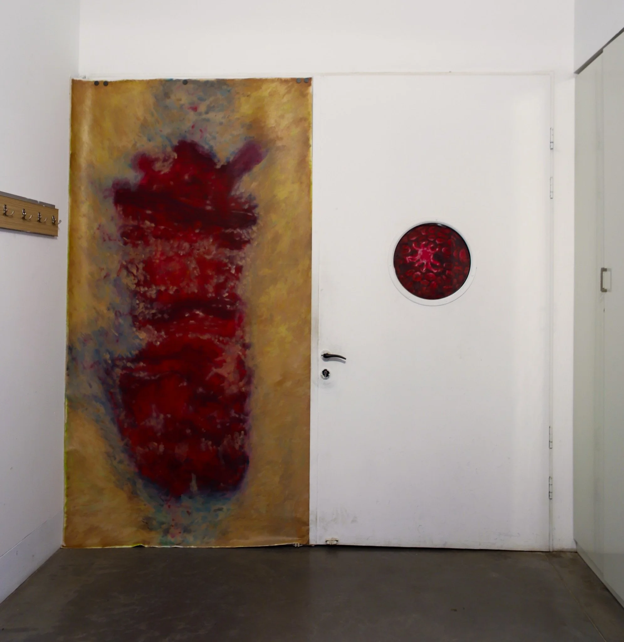 "Bruise," 2025, oil on canvas, 250 x 125 cm, installation view.