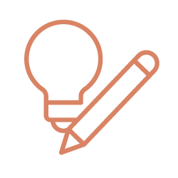 Light bulb and pencil icon in a minimalist line drawing style.
