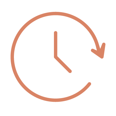 An illustration of a clock with a 3 o'clock position and an arrow indicating a clockwise rotation.