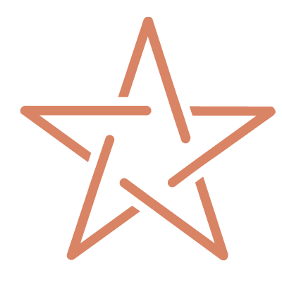 Outline of a five-pointed star with a single line sketch style on a black background.