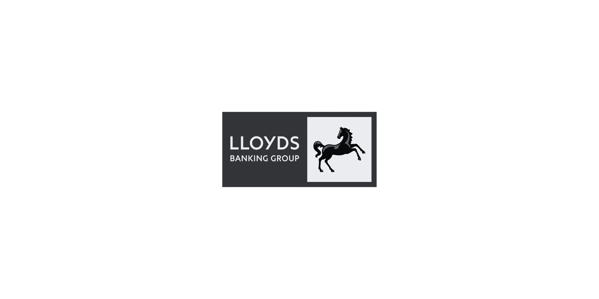 Lloyds Banking Group logo featuring a black horse on a gray background