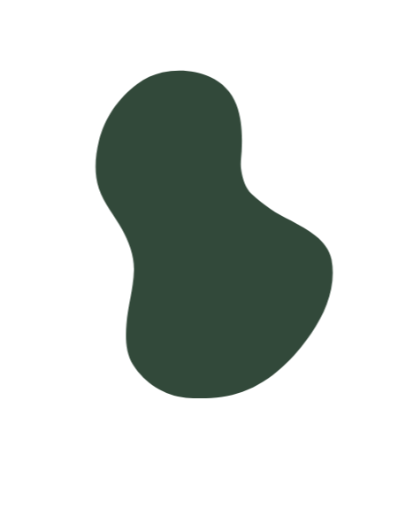 An abstract graphic with a dark green irregular shape on a black background.