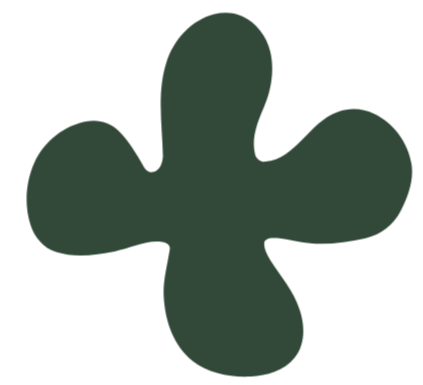 A green shape with five rounded protrusions resembling a stylized flower or leaf.