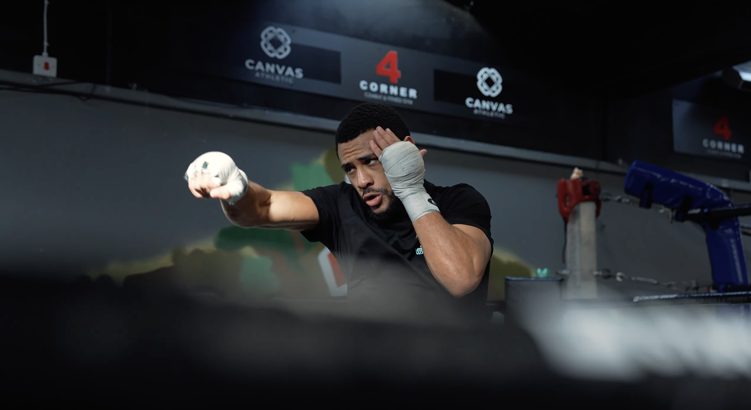 Irish boxer, Black Thunder in the Gym.