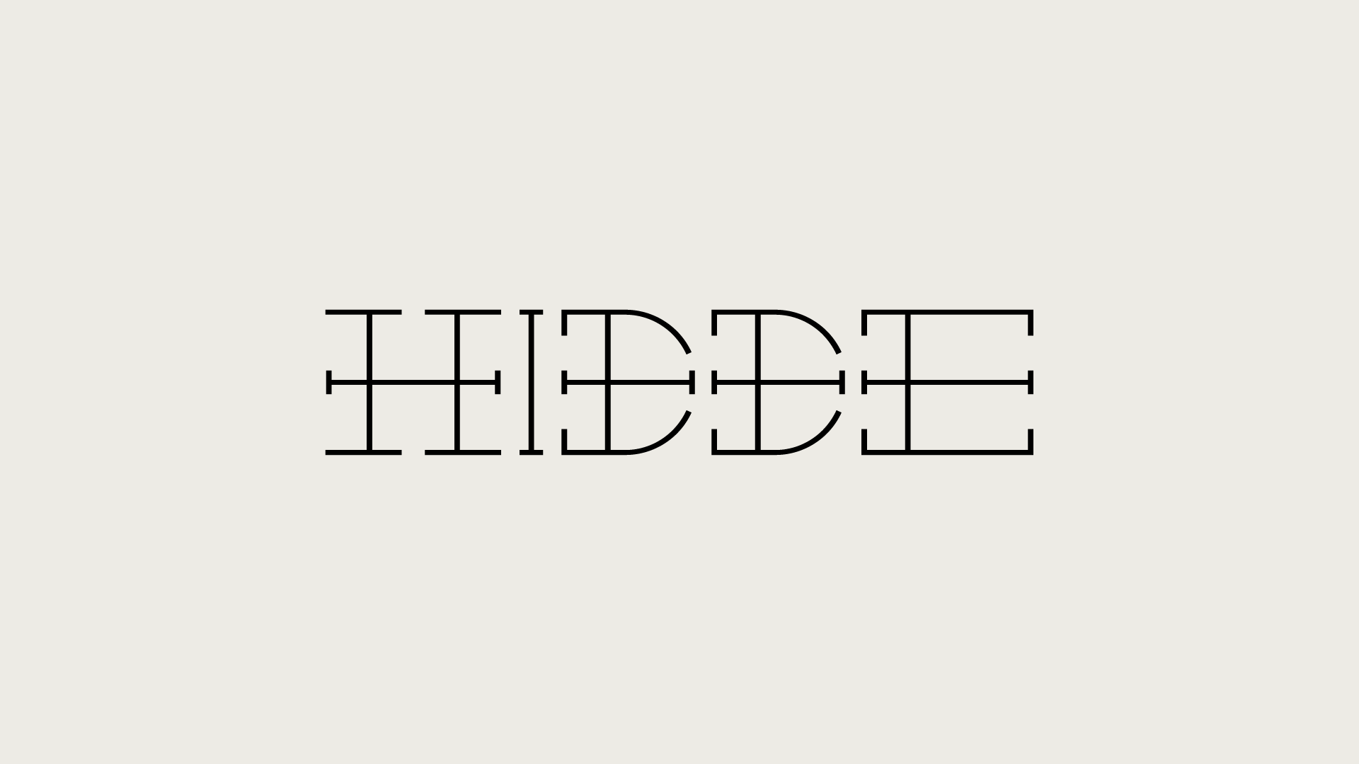 Word 'HIDE' in outline font on a light background