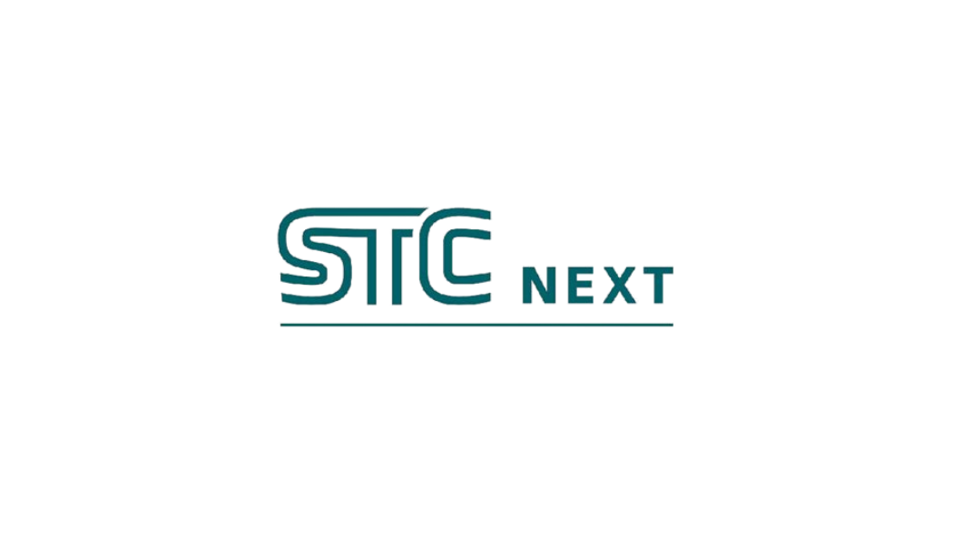 Logo with the text 'STC Next' in stylized font.