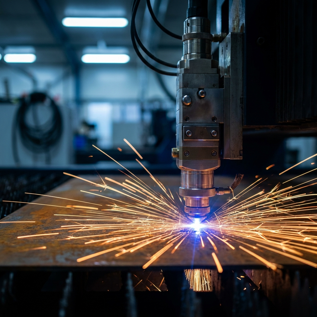 Fiberlaser skär cortenstål på mått i Scandcuts svenska produktion