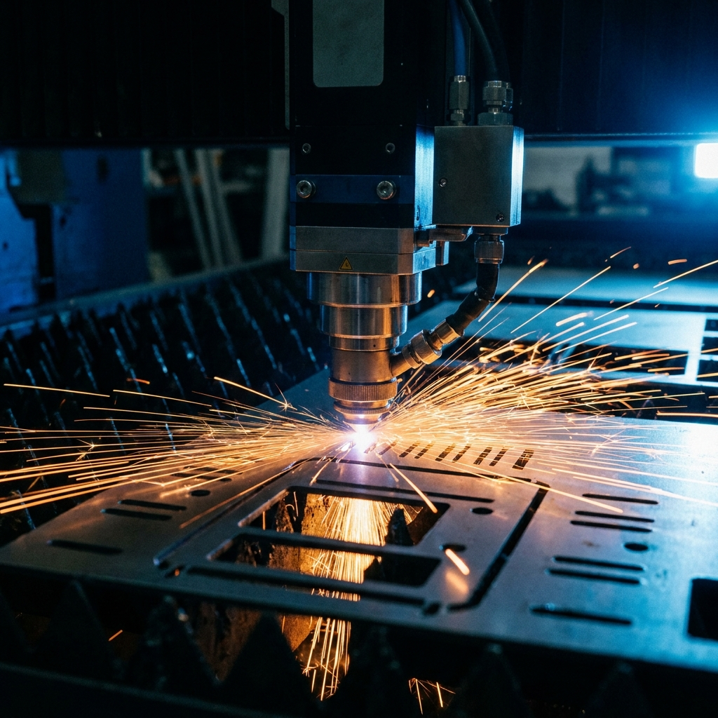 Fiberlaser skär chassiplåt i stål hos Scandcut