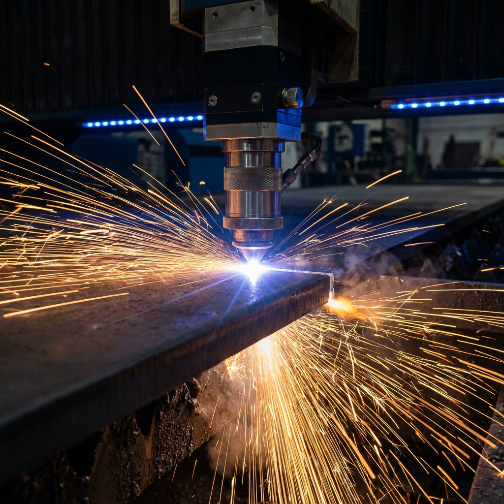 Fiberlaser skär bottenplatta i stål S355 hos Scandcut