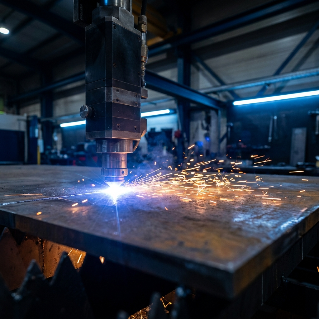Fiberlaser skär arm i stål S355 hos Scandcut