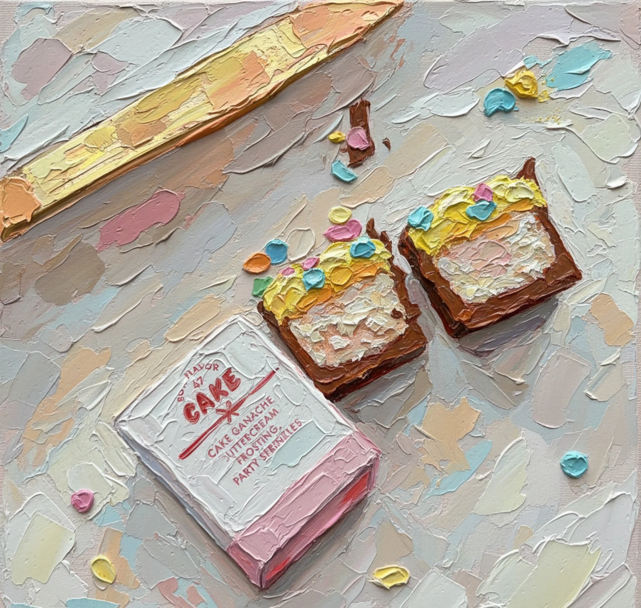 birthday cake chocolate from detroit confection maker in oil painting style