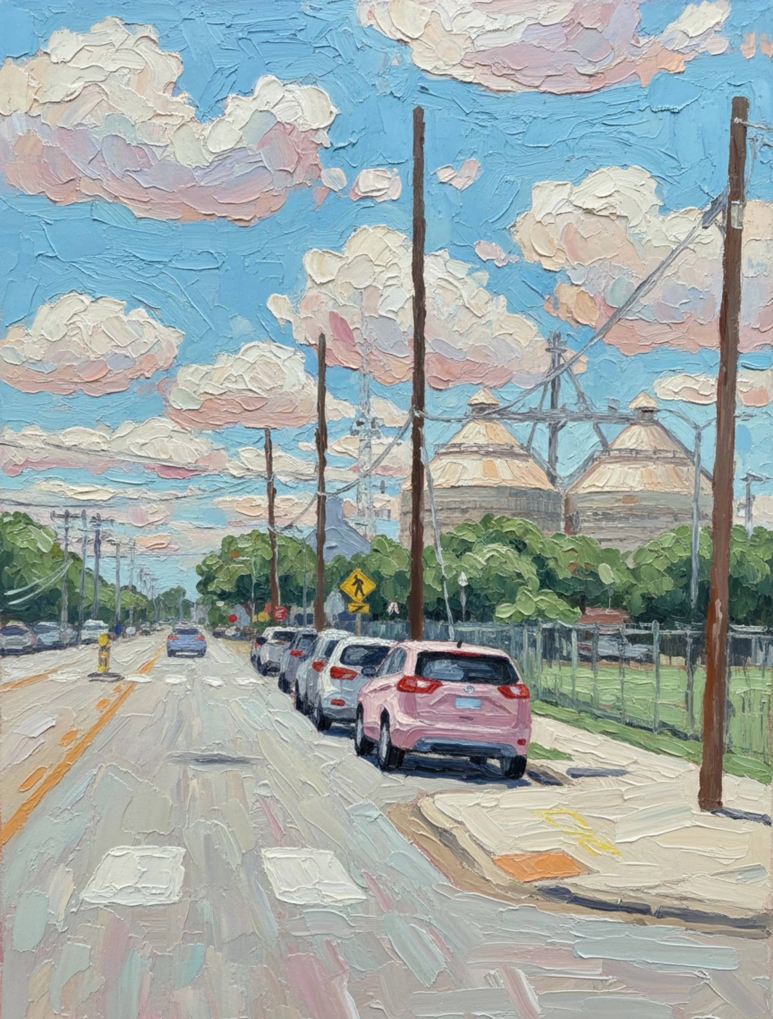 driving towards magnolia silos