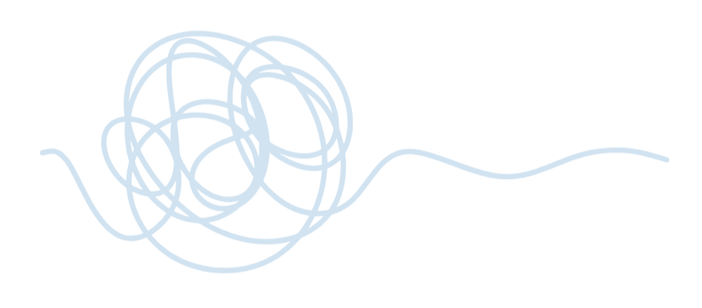 A light blue tangled scribble or curly line on a black background.