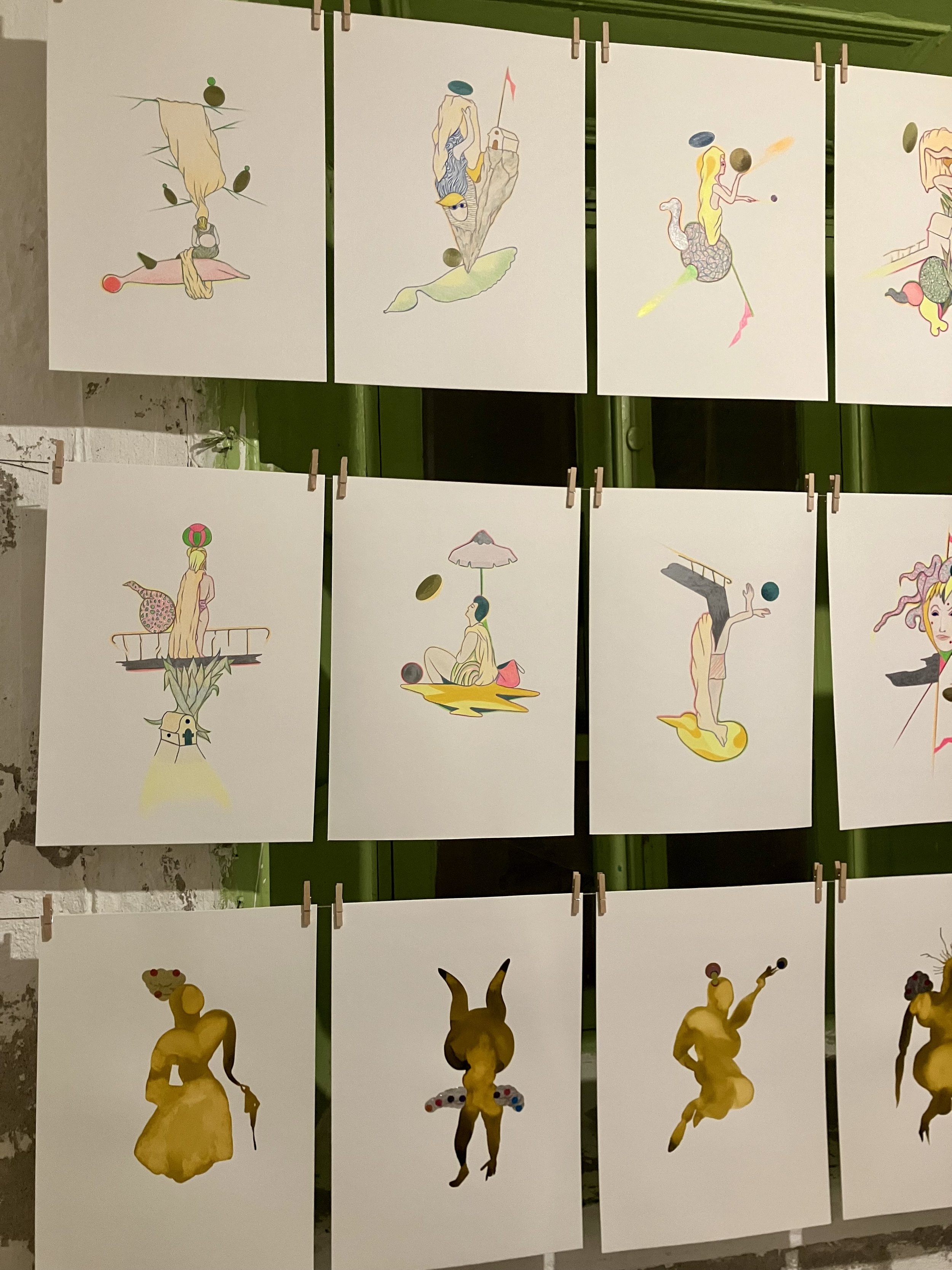 Détails, dessins et encres, exposition "424 Days" île de Leros Grèce 2026