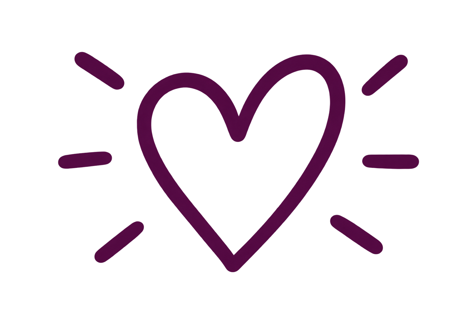 Purple neon heart with radiating lines