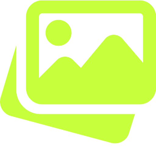Placeholder icon for an image, depicts a mountain and sun within a photo frame, stylized in green and black.