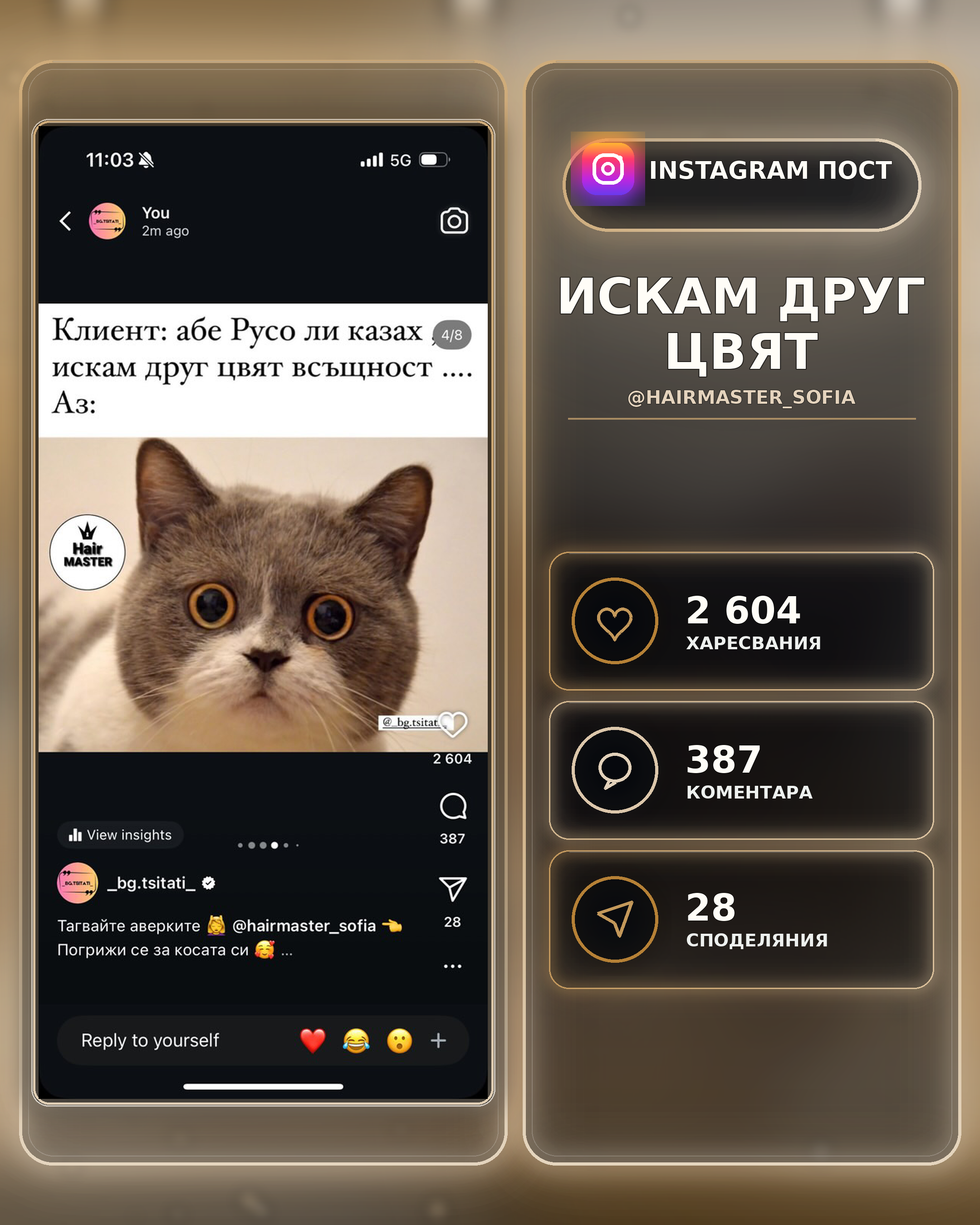 ЗАБАВЕН МЕМЕ ПОСТ
ЗА БРАНД ЗА КОСА
НАД 65000 ПОКАЗВАНИЯ