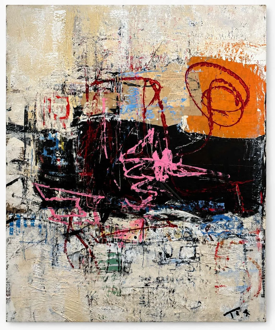  Signals Beneath the Surface  Mixed media on wood panel 48 by 36 inches