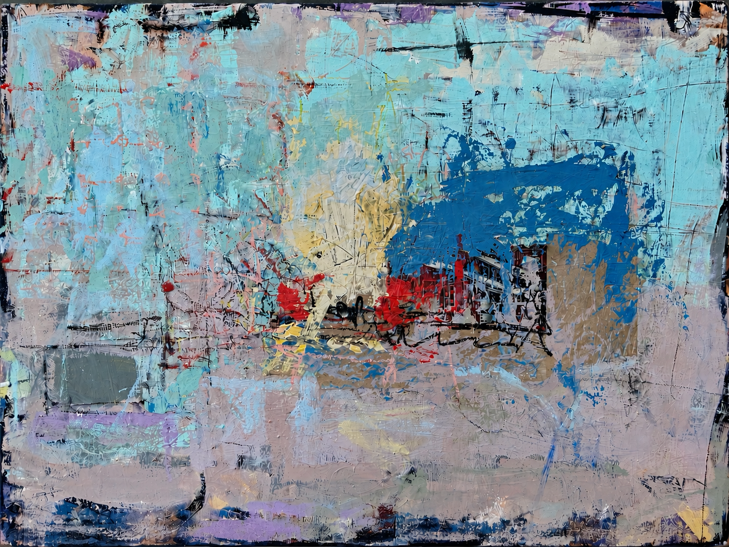  Harbor Light  Mixed media on wood panel 32 by 48 inches