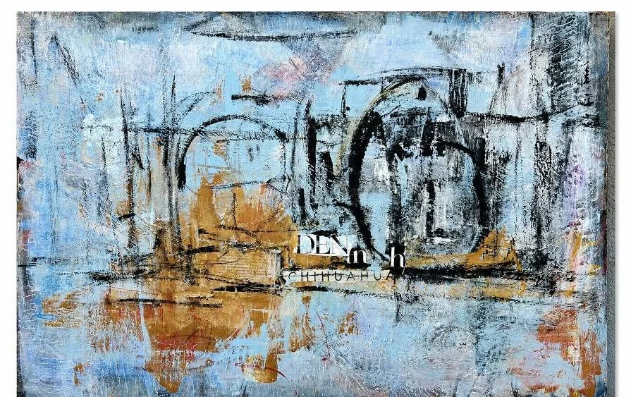  Harbor Echoes  Mixed media on canvas 24 by 36 inches