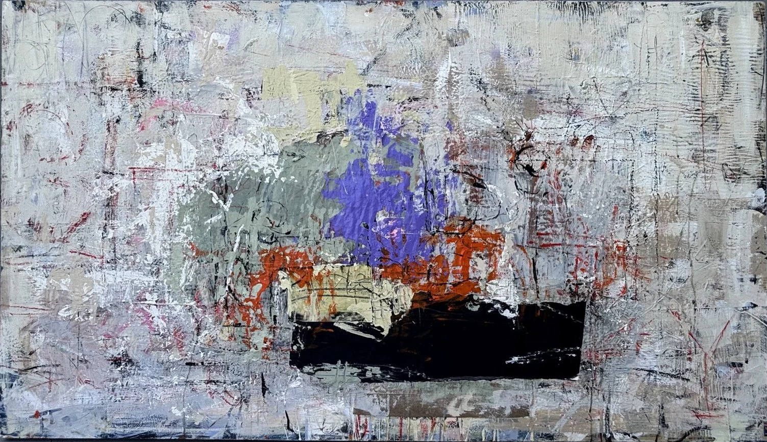  The Weight Below  Mixed media on wood panel 34 by 56 inches