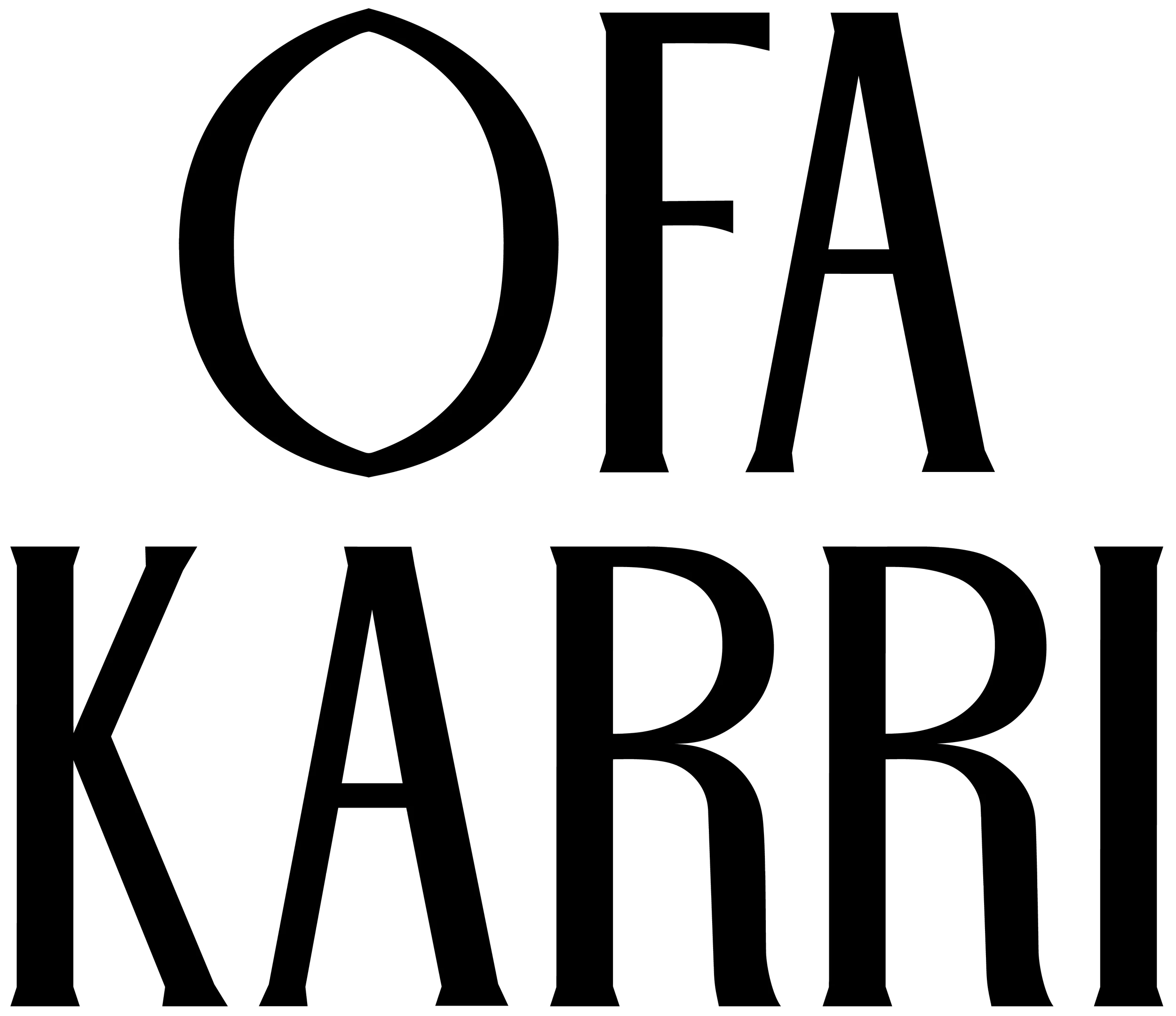 Une image avec le mot 'OLA' écrit en lettres majuscules et noires, où chaque lettre est stylisée avec un contour épais et des détails graphiques.