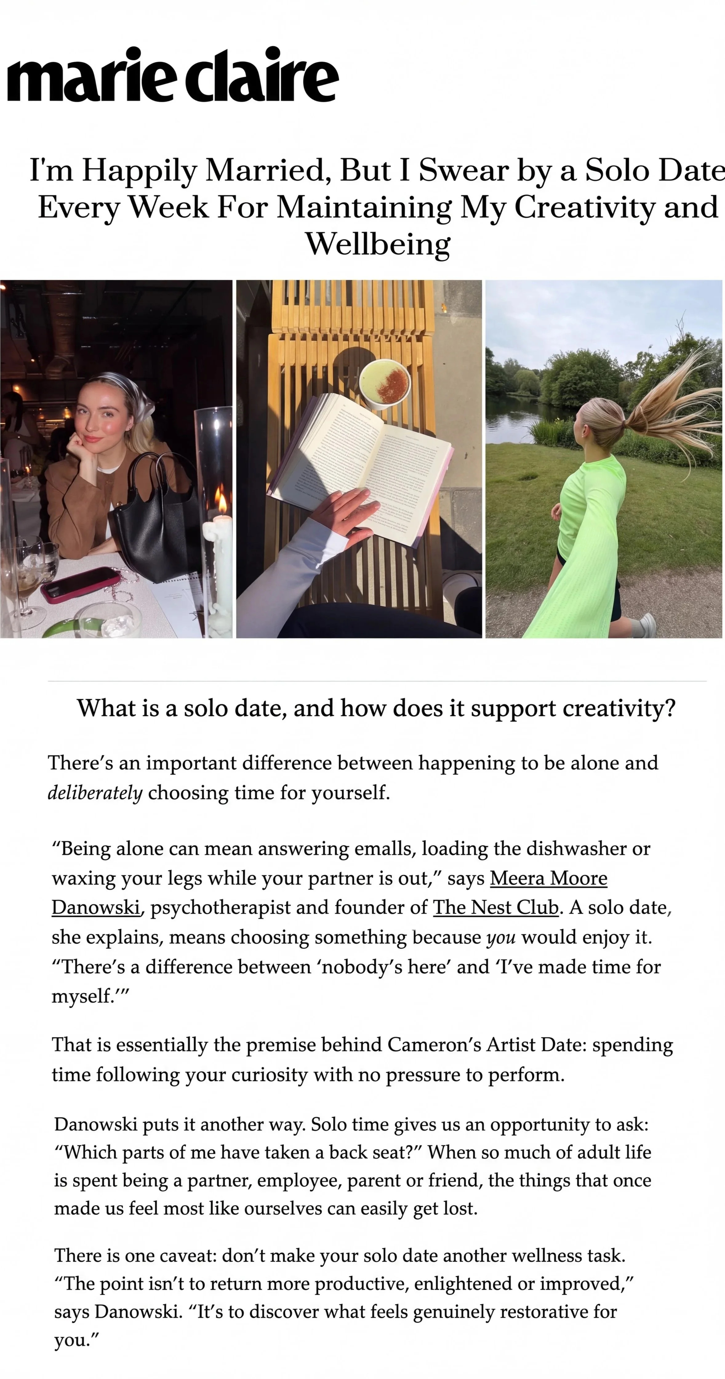 Meera Moore Danowski Psychotherapist and Couple's therapist interview with Marie Claire