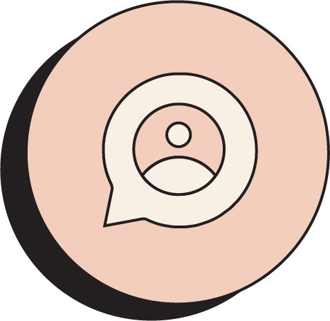 Illustration of a speech bubble with a WhatsApp logo inside it.