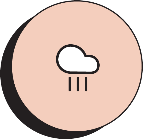Weather icon depicting a cloud with rain.