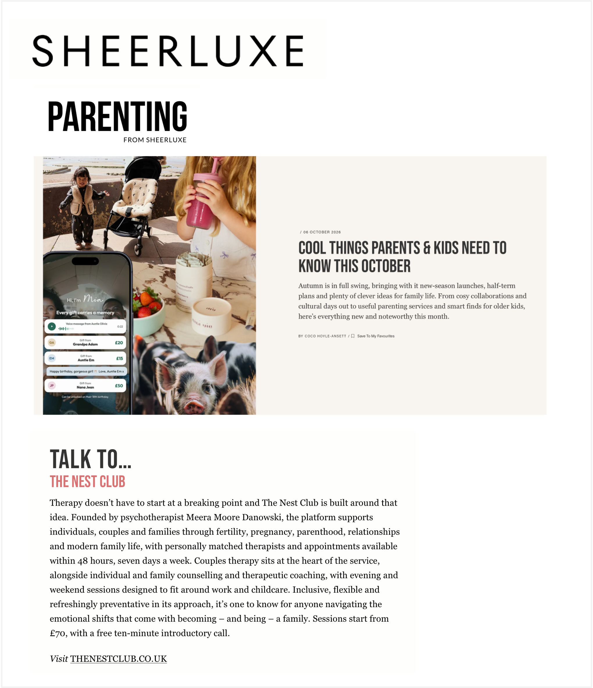 Meera Moore Danowski Founder of The Nest Club Featured in Sheerluxe
