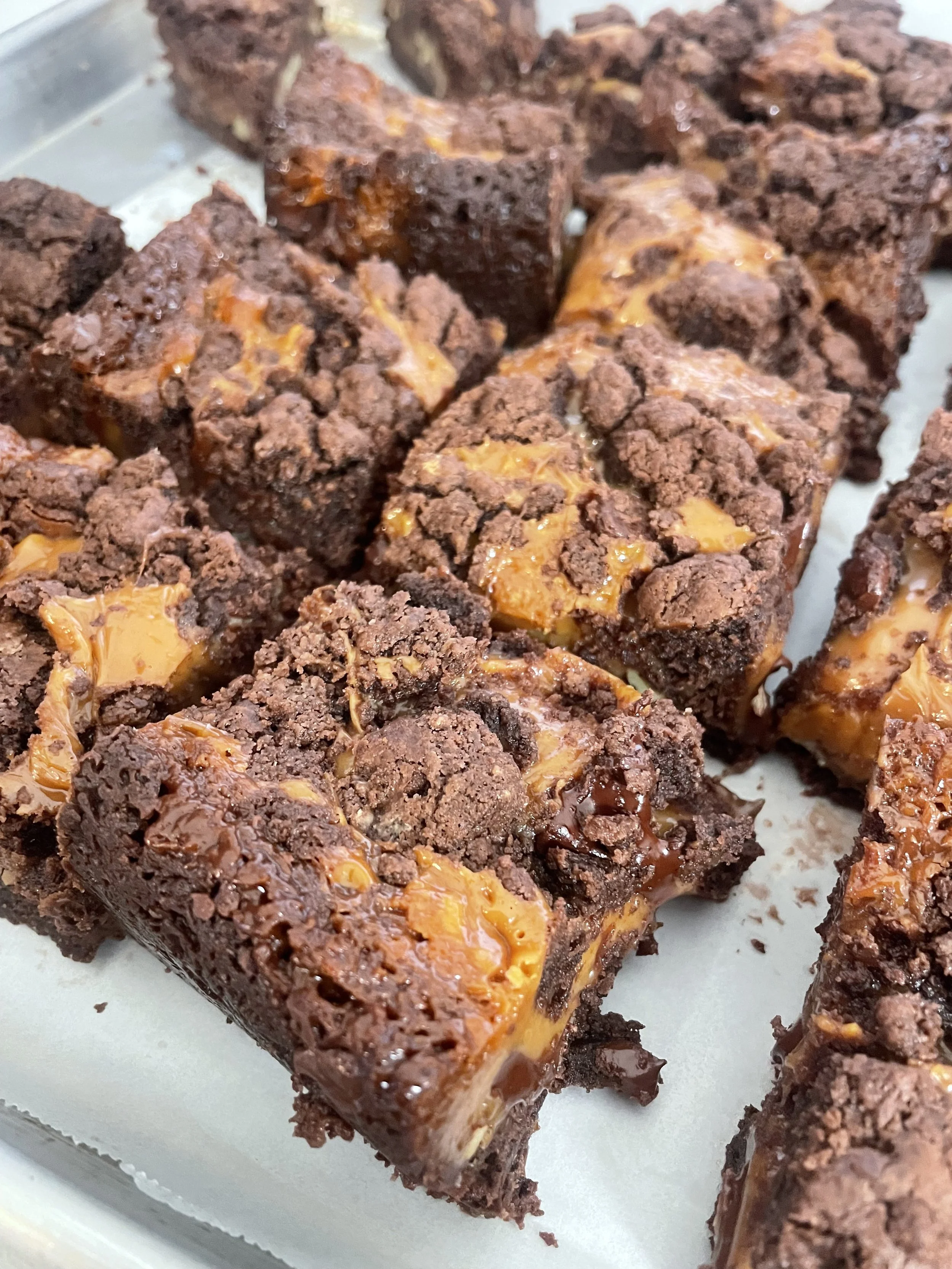 Marbled caramel chocolate brownies, a sweet treat from a Revelstoke private chef.