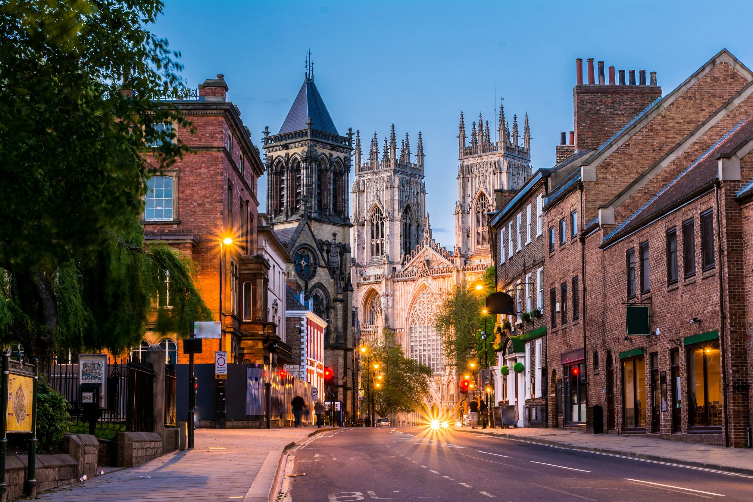 Twilight at York Minster cathedral in the historic city of York