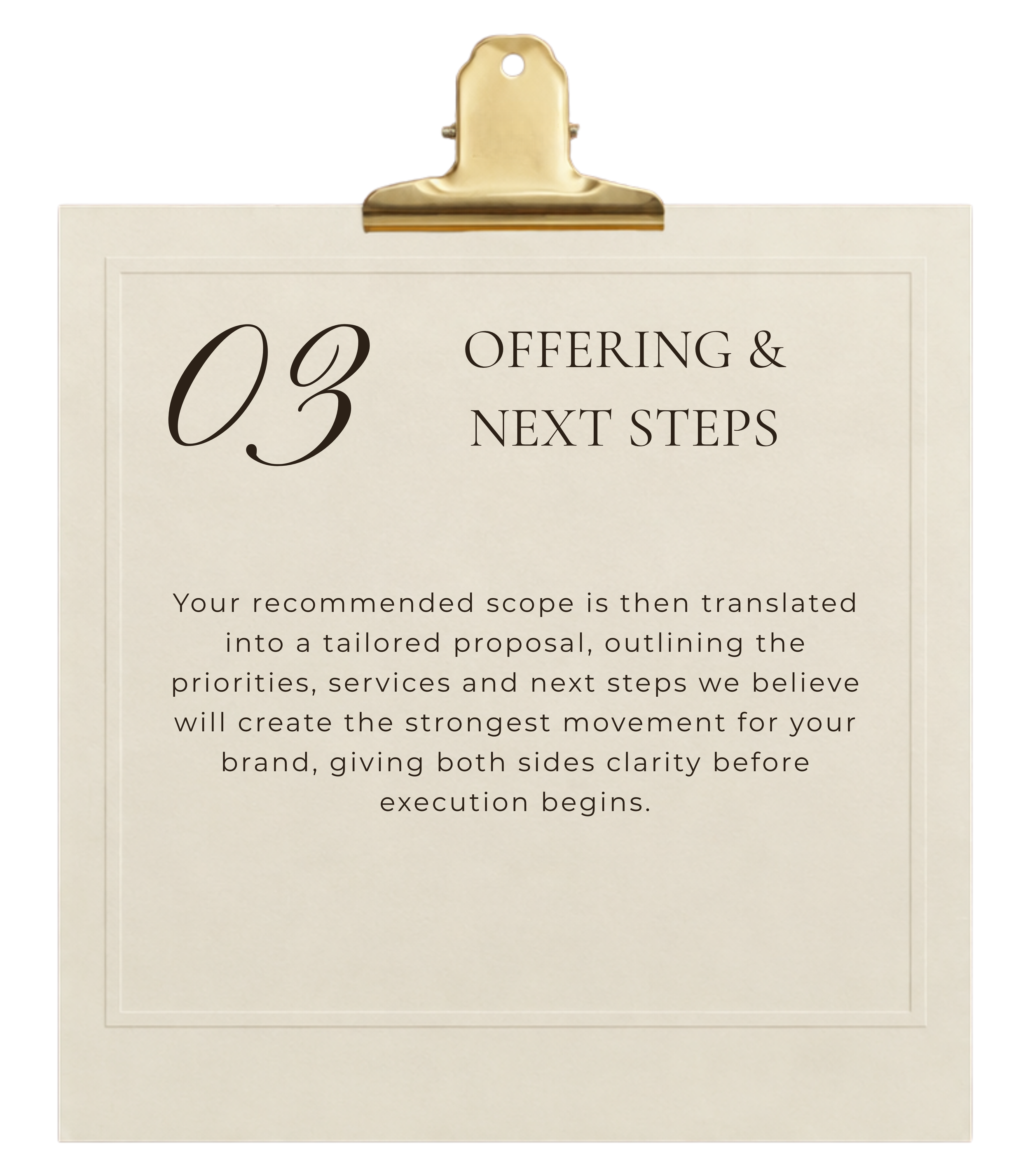 Éleva Studio process step 03 — Offering & Next Steps.